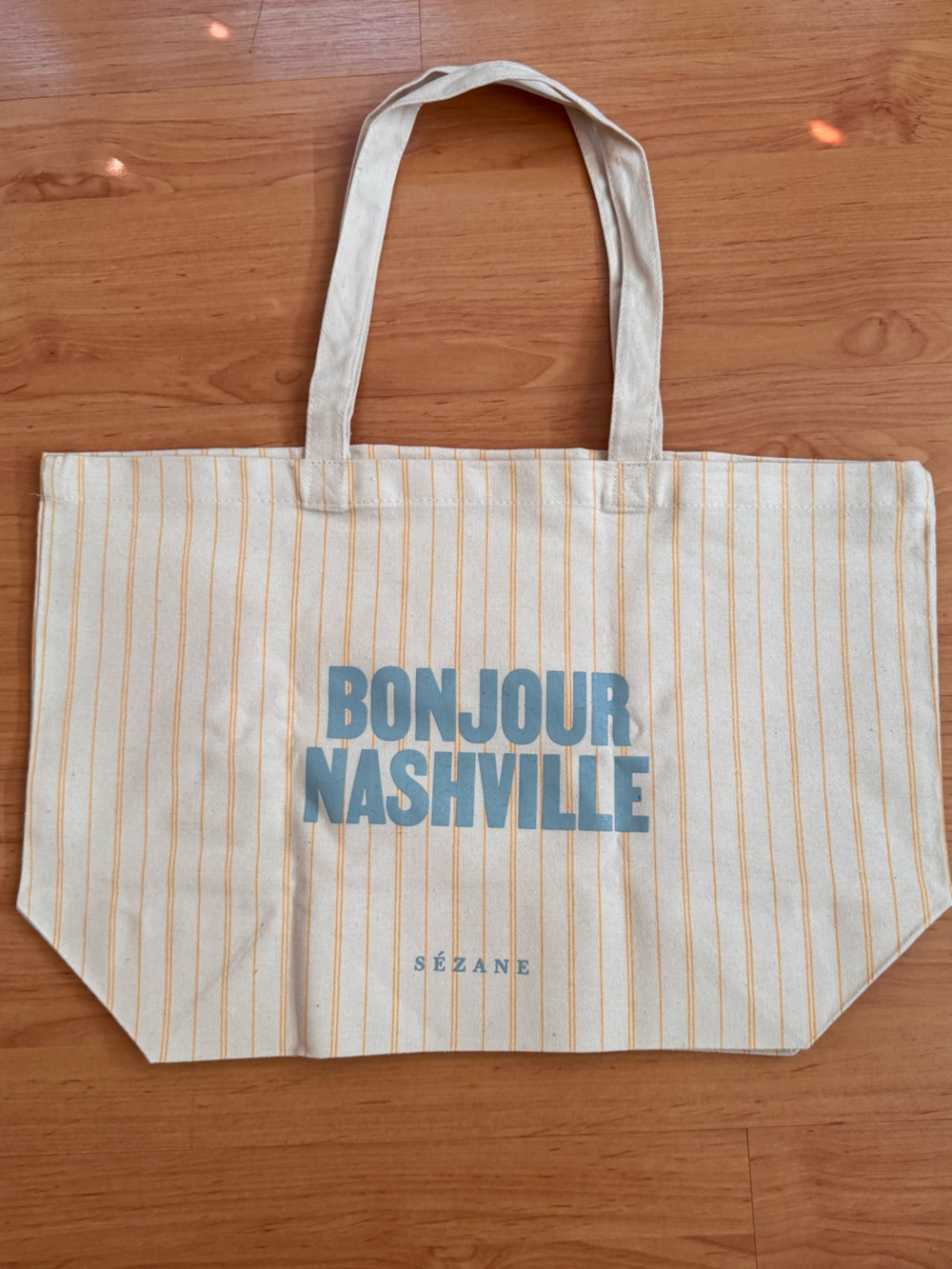 New Sezane Bonjour Nashville Cotton Canvas Tote Bag